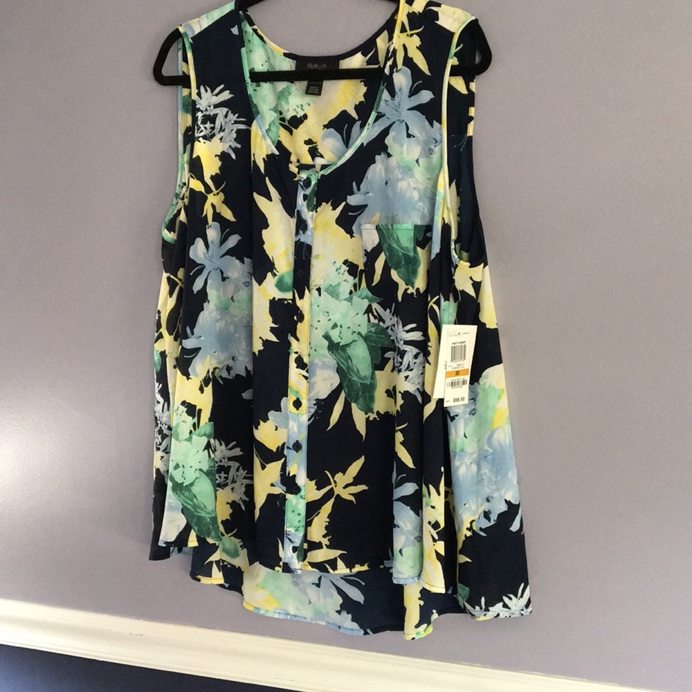 Style & Co 3x high low Floral tank NWT